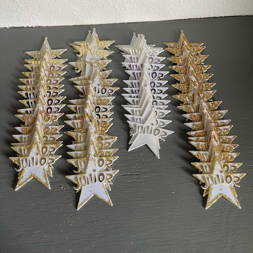 🎈High School Homecoming Mum Trinkets Charms Decorations Jr Silver Gold Stars